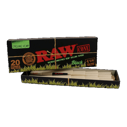 RAW Black Organic 1 1/4 Hemp - 20 Cones RAW Papers & Tips RN Vape Shop