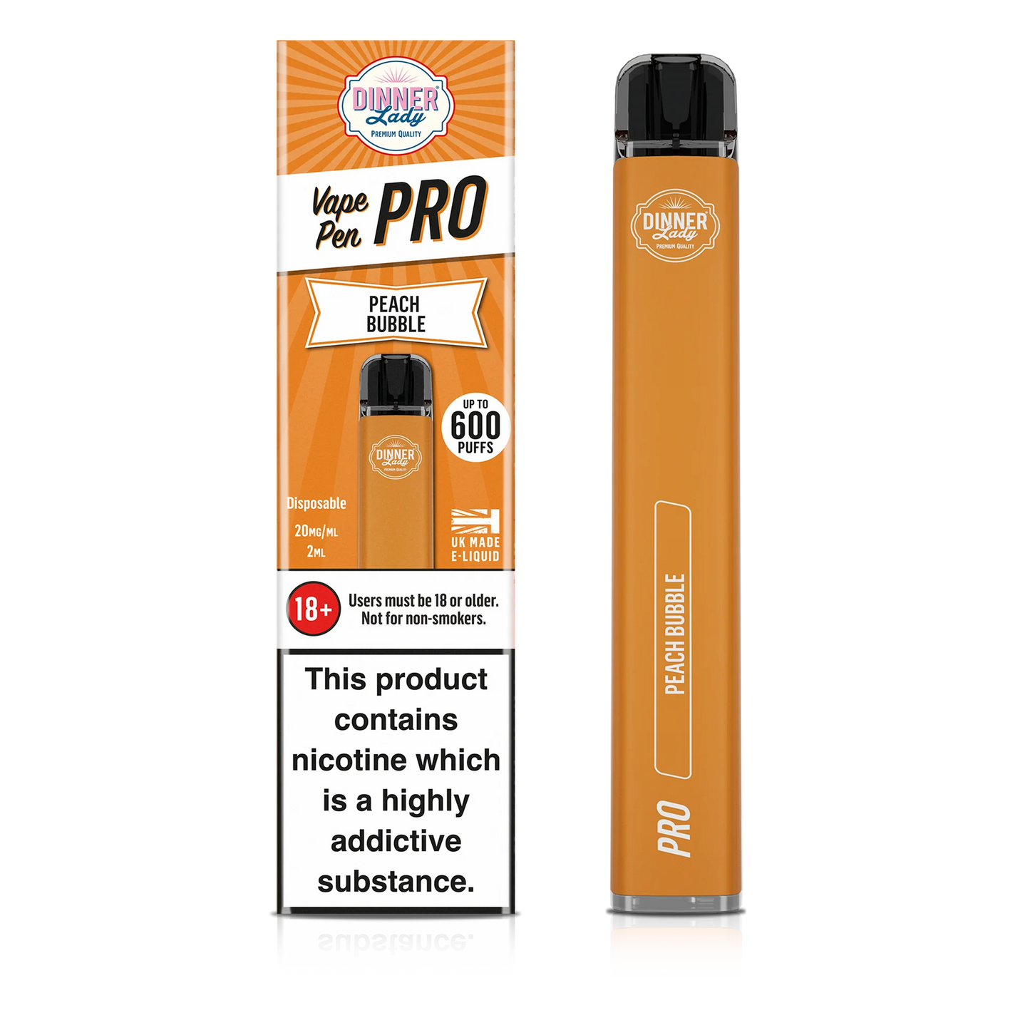 Dinner Lady Peach Bubble Disposable Vape Pen Pro  RN Vape Shop   