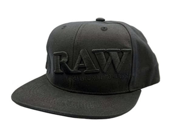 RAW Black on Black Flat Brim Cap RAW Rolling Papers Baseball RN Vape Shop   