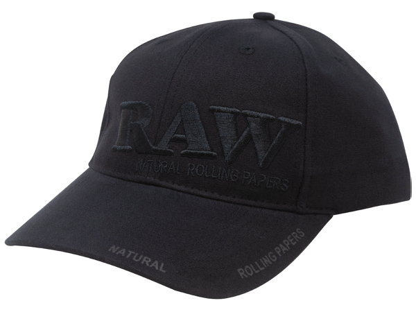 RAW Black on Black Flex-Fit Cap RAW Rolling Papers Baseball RN Vape Shop   