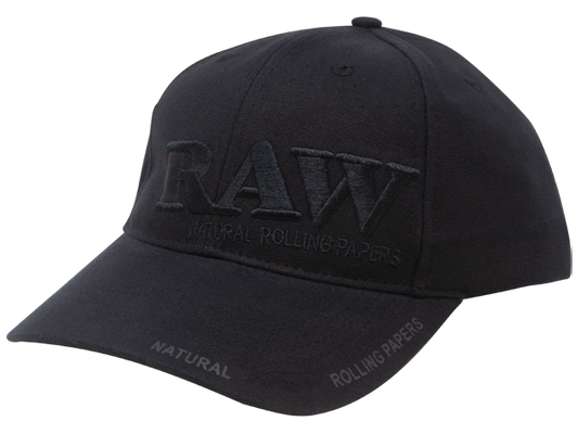 RAW Black on Black Flex-Fit Cap RAW Rolling Papers Baseball RN Vape Shop   