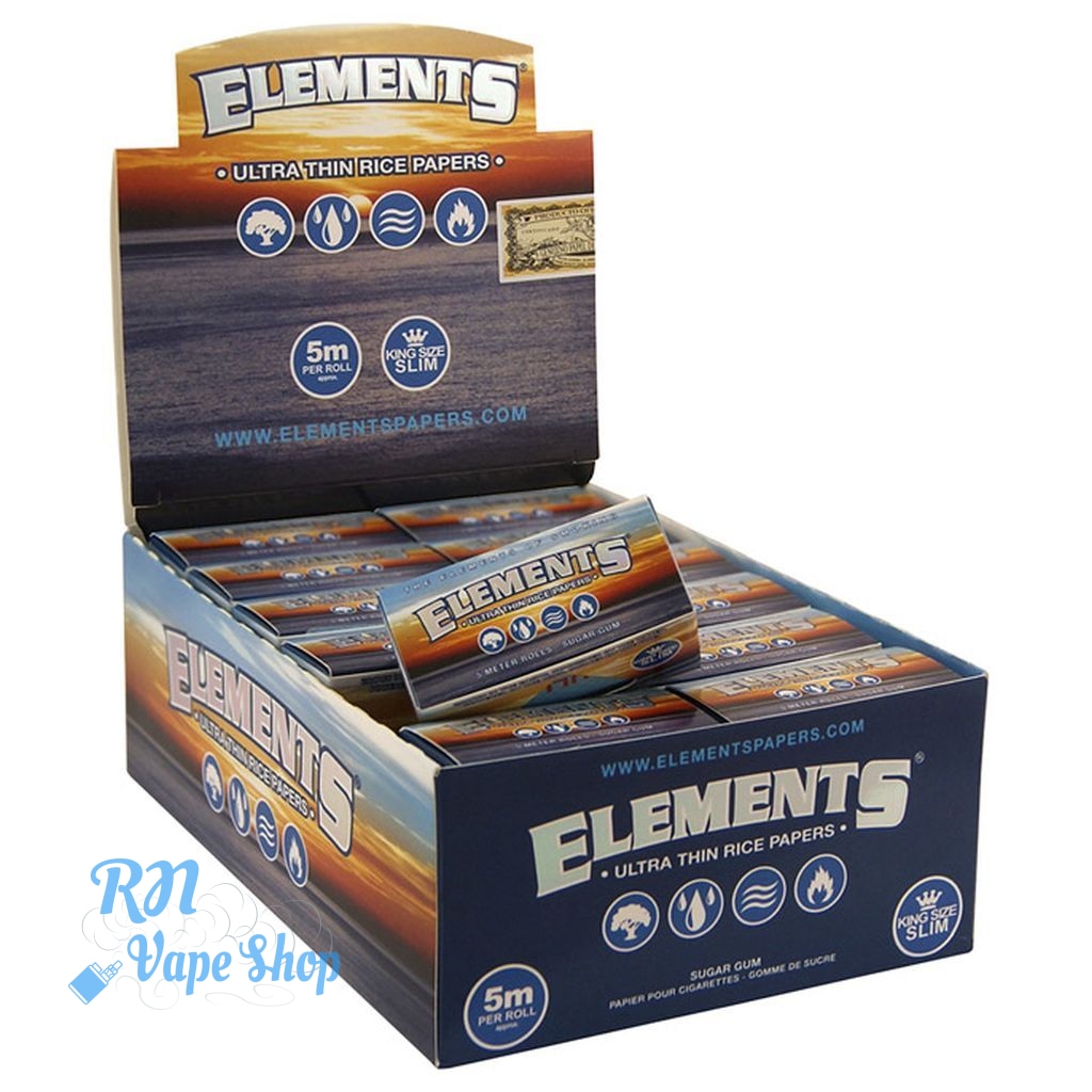 Elements Rolls King Size Slim 5m Elements Rolls RN Vape Shop Box of 24  