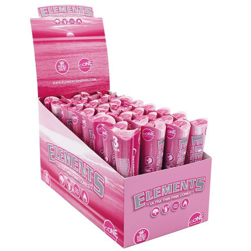 Elements Ultra Thin Pink Cones 3-pack (King-Size) Pre-Rolled Cones RN Vape Shop Box  