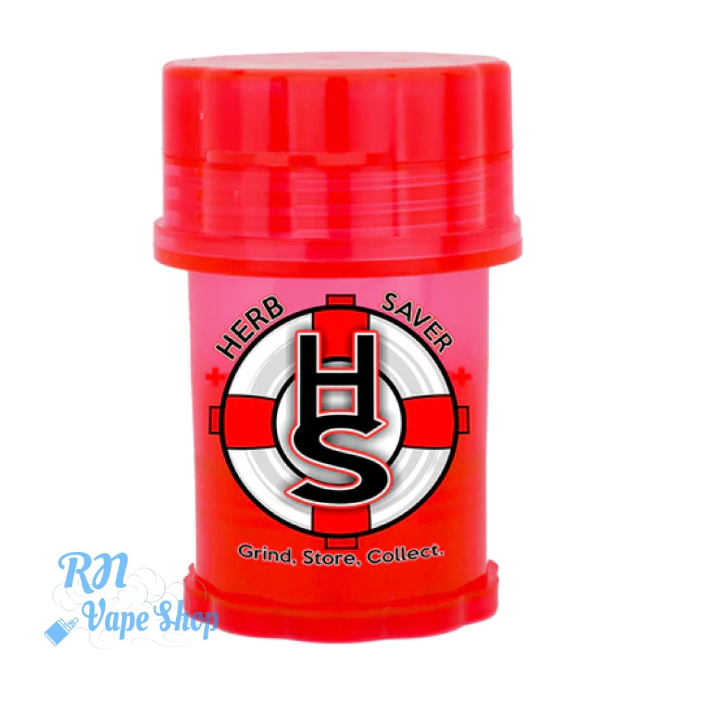 HerbSaver Grinder & Container W/Dust Catcher Herbsaver RN Vape Shop Glow in the Dark - Red  