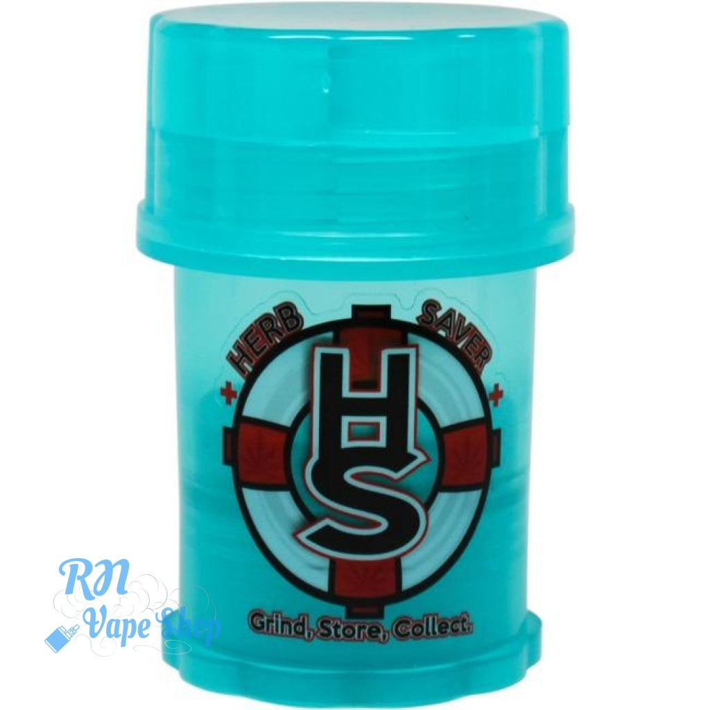 HerbSaver Grinder & Container W/Dust Catcher Herbsaver RN Vape Shop Light Blue - Glow In The Dark  