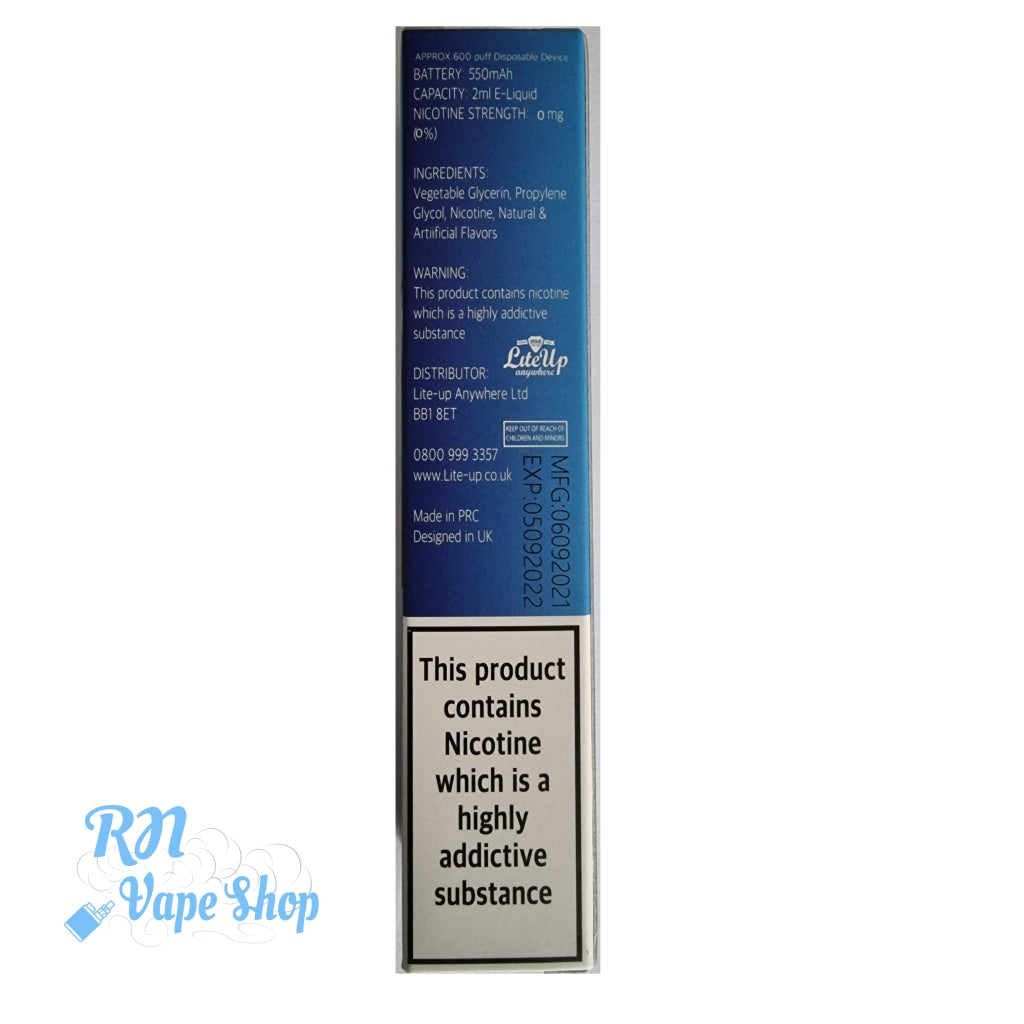 Lite Bar  - Blue Razz 2ml 0% Nicotine  RN Vape Shop   