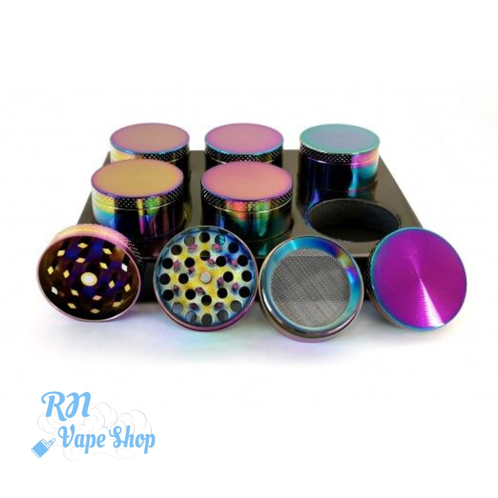 Rainbow 4 Part 40mm Metal Grinder Grinders RN Vape Shop Box  