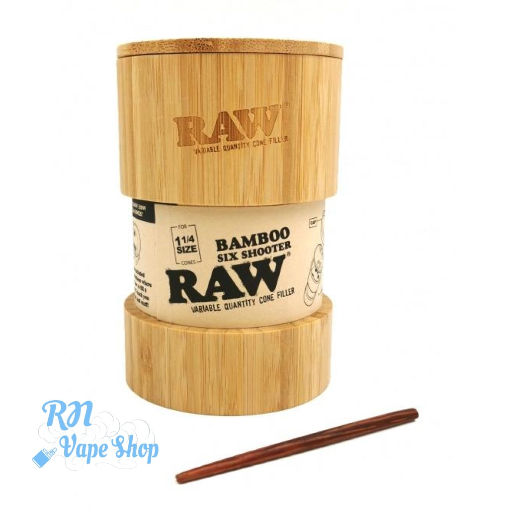 RAW Bamboo 1 1/4 Six Shooter Variable Quantity Cone Filler + Cones RAW Bamboo Six Shooter RN Vape Shop   