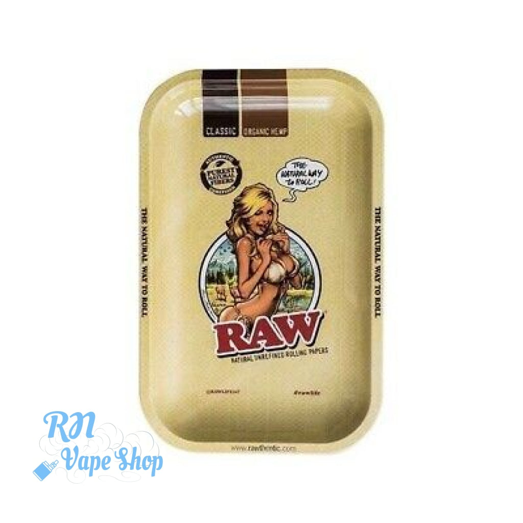 RAW Bikini Girl Metal Rolling Tray RAW Rolling Trays RN Vape Shop Small  