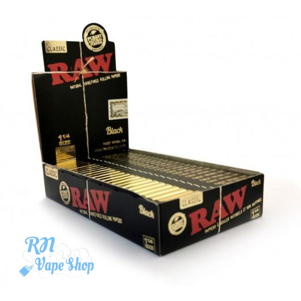 RAW Black Classic 1¼ Size Rolling Papers RAW Papers & Tips RN Vape Shop Box  