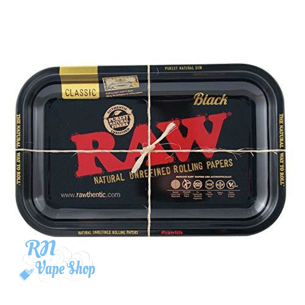 RAW BLACK v1 Small Metal Rolling Tray RAW Rolling Trays RN Vape Shop   