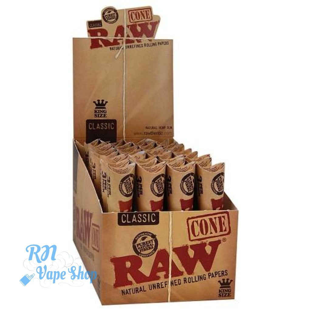 RAW Classic King Size 3 Pack Cones Pre-Rolled Cones RN Vape Shop Box  