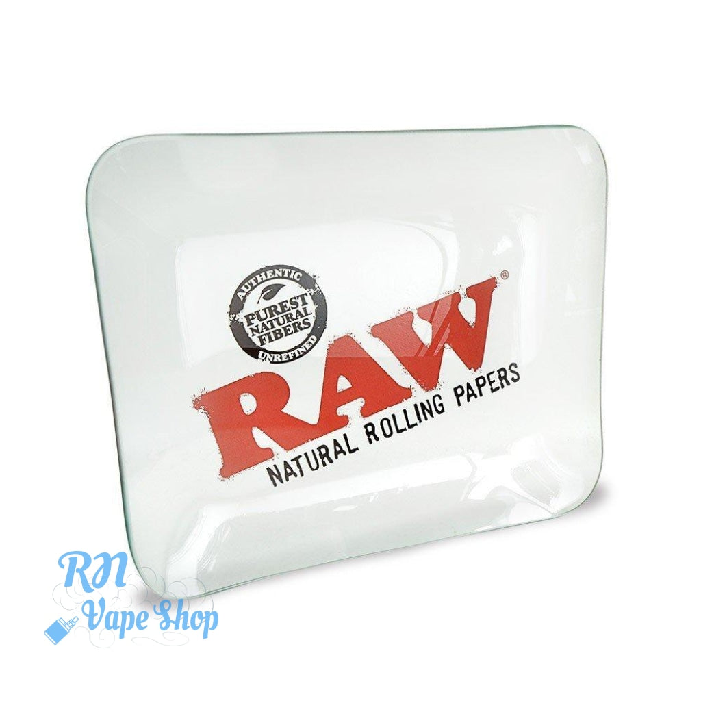 RAW Clear Glass Rolling Tray Large RAW Rolling Glass Trays RN Vape Shop   