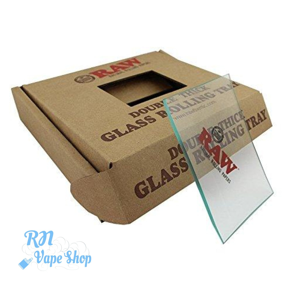 RAW Clear Glass Rolling Tray Mini RAW Rolling Glass Trays RN Vape Shop   