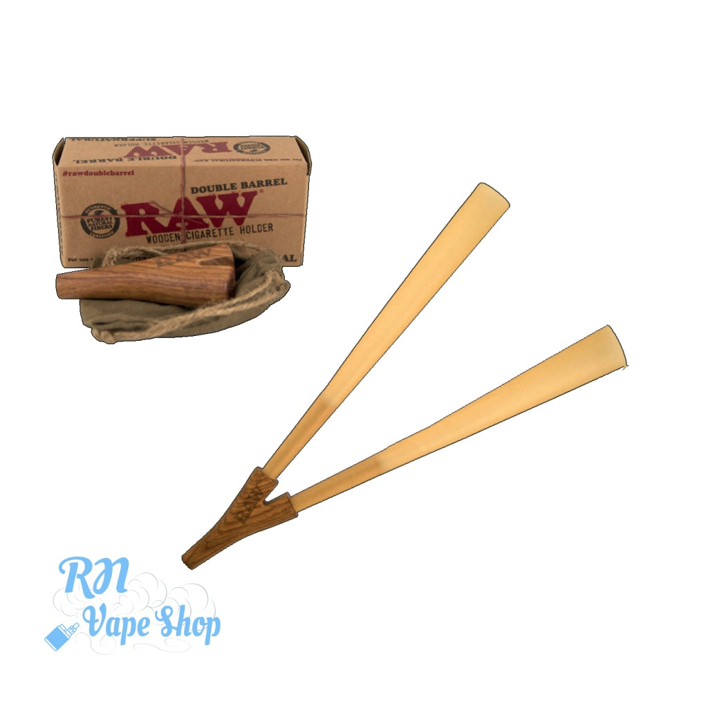 RAW Double Barrel Wooden Cigarette Holder Supernatural Cones RAW Wooden Cigarette Holder RN Vape Shop   