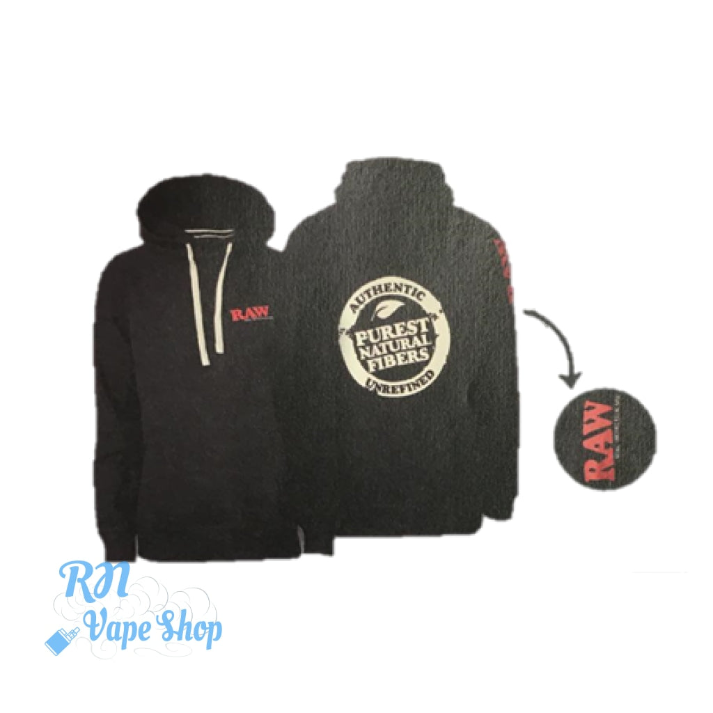 RAW Mens Black Hoodie Stamp RAW Hoodies RN Vape Shop Small  