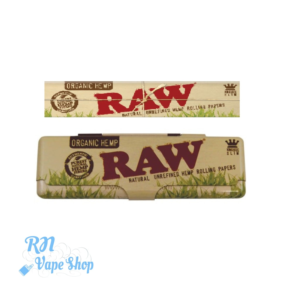 Raw Organic Hemp Rolling Papers KS Metal Tin Case RAW Paper Tin holder RN Vape Shop   