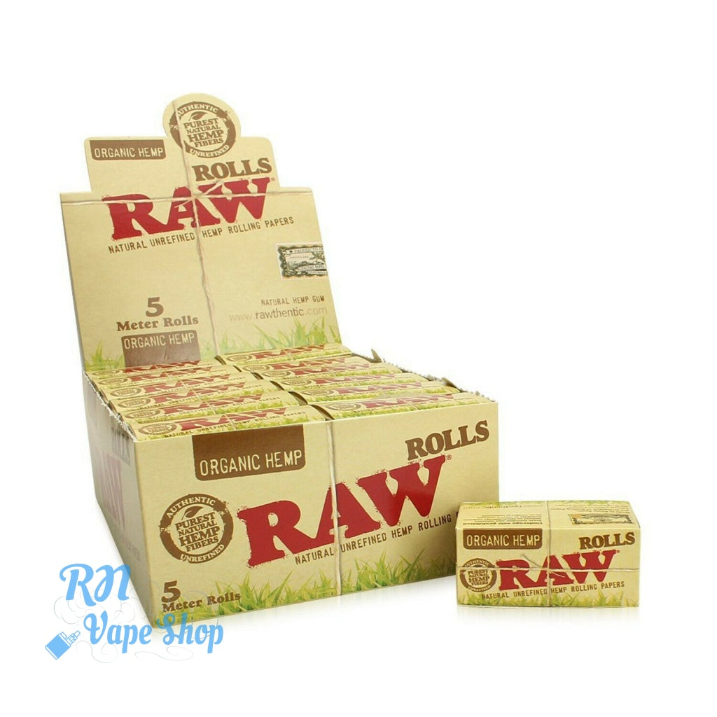 RAW Organic Hemp Rolls 5m Rolling Paper  RN Vape Shop Box  