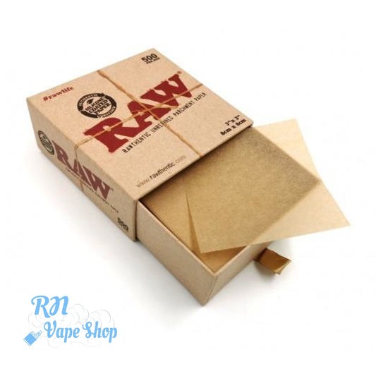 RAW Parchment Paper Squares - 500 Per Box - 8cm x 8cm Parchment Paper Squares RN Vape Shop   