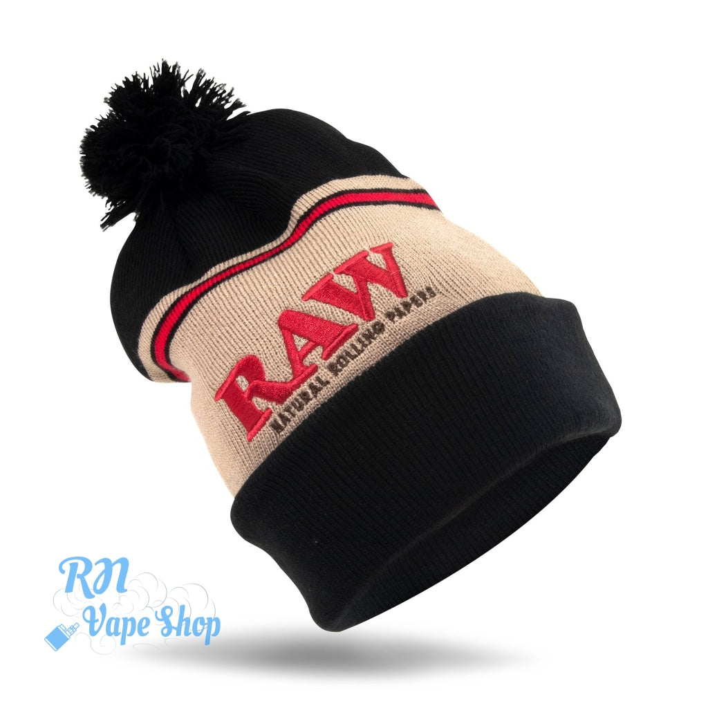 RAW Pom Pom Beanie - Black and Brown RAW Pom Pom Beanie - Black and Brown RN Vape Shop   