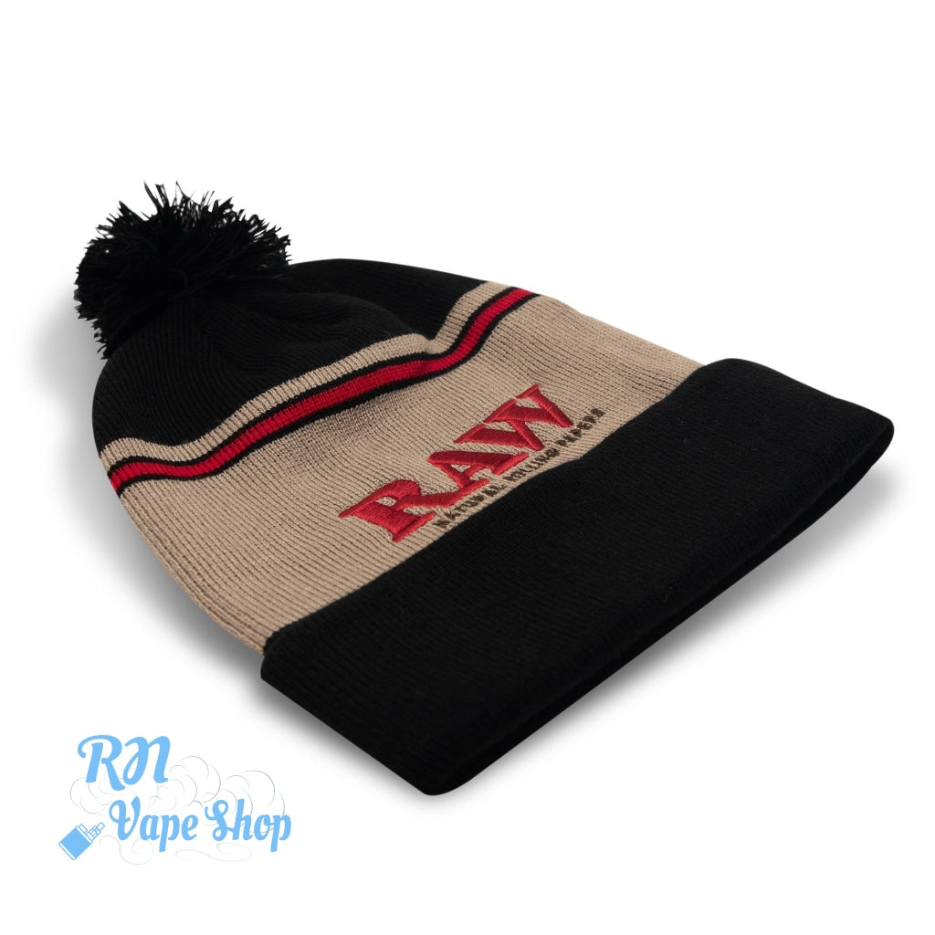 RAW Pom Pom Beanie - Black and Brown RAW Pom Pom Beanie - Black and Brown RN Vape Shop   