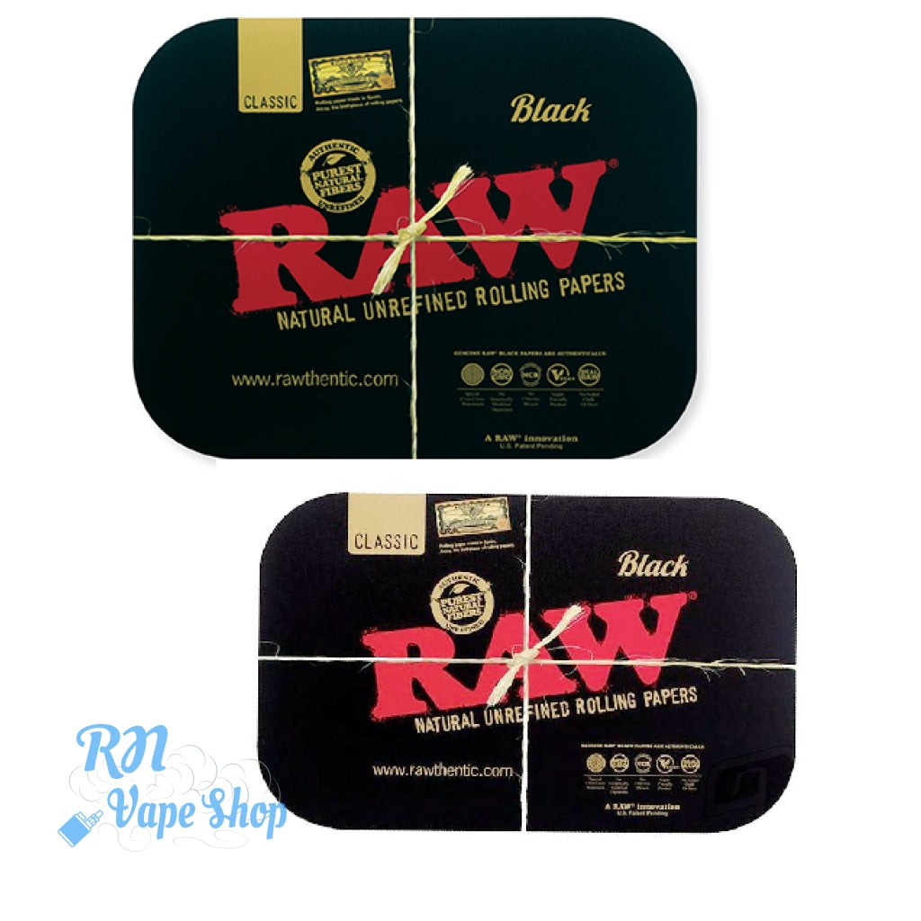 RAW Rolling Black Magnetic Tray Covers RAW Rolling Tray Black Magnetic Cover RN Vape Shop   