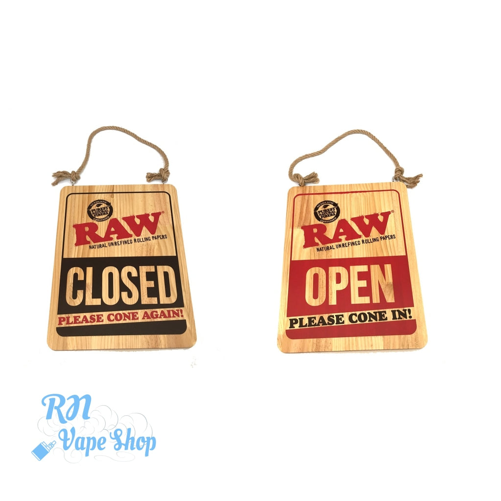 RAW Rolling Papers Limited Edition "OPEN/CLOSED" Wooden Sign RAW WOODEN Sign RN Vape Shop   