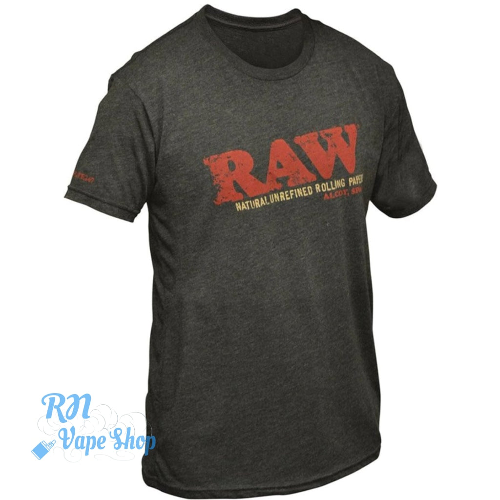 RAW Unisex Distressed Tri-Blend Black T-Shirt - L RAW T-shirts RN Vape Shop   