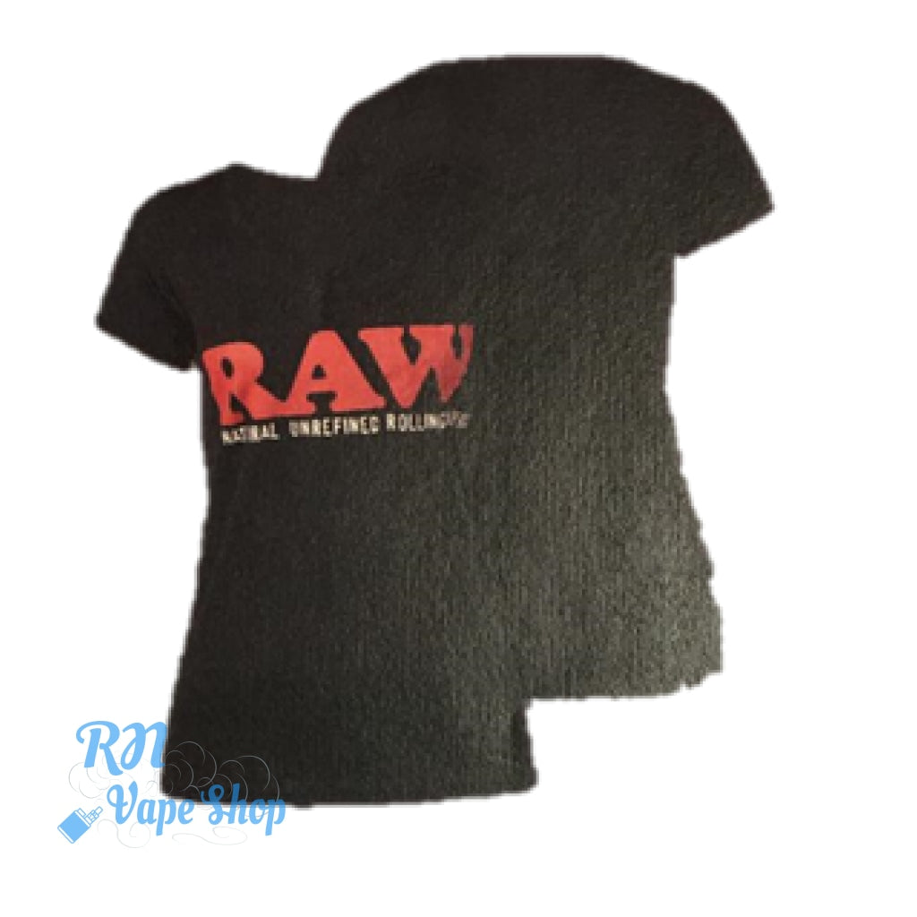 RAW Womens V-Neck Black Tee RAW T-shirts RN Vape Shop Small  