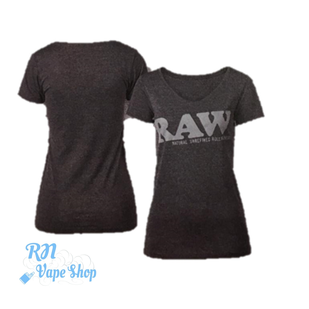 RAW Womens V-Neck Grey Tee RAW T-shirts RN Vape Shop Small  