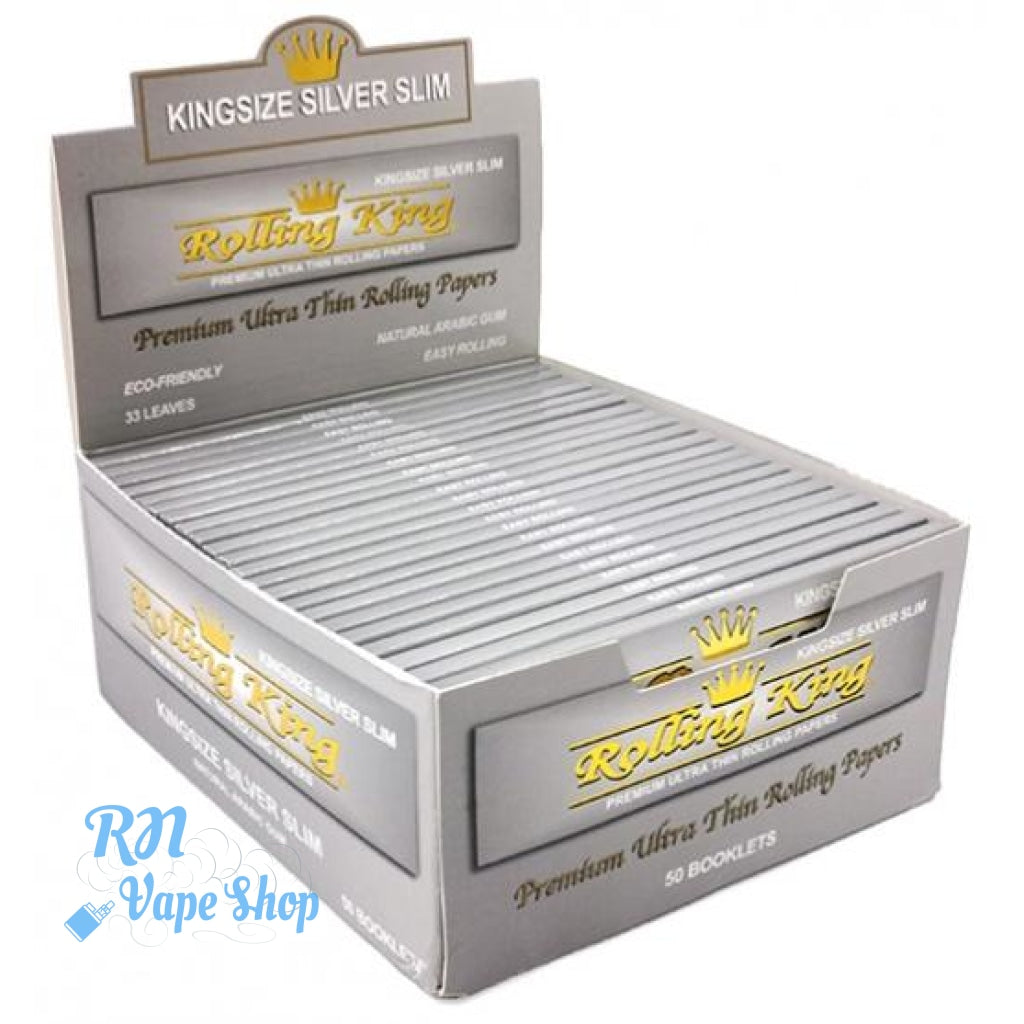 Rolling King SILVER Kingsize Slim Rolling Papers Rolling King Papers RN Vape Shop   