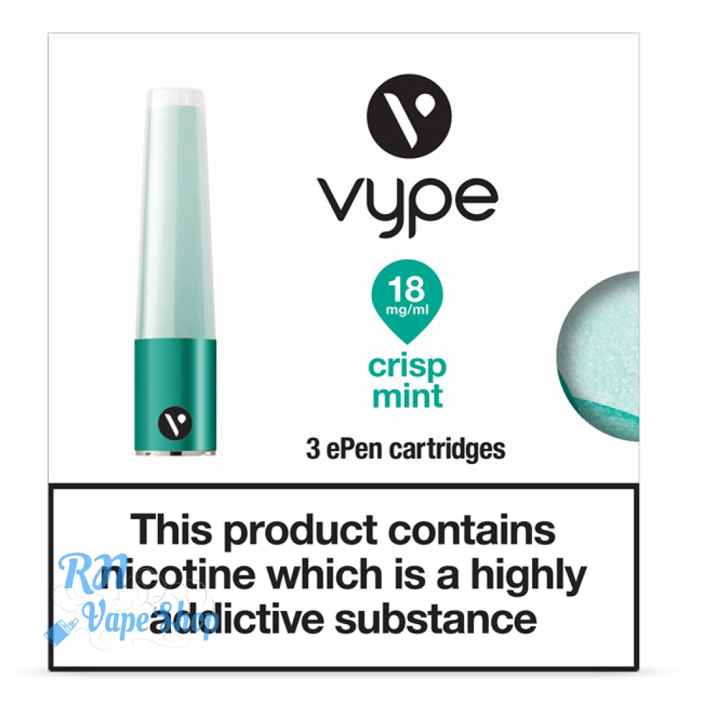 Vype E-Liquid e-cigarette Starter Pack RN Vape Shop Vype ePen Crisp Mint Caps 18mg  